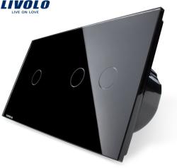 LIVOLO Intrerupator simplu + dublu cu touch Livolo din sticla - culoare negru