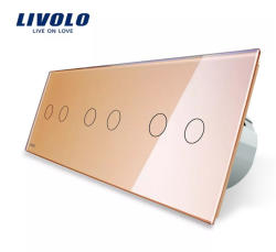 LIVOLO Intrerupator dublu+dublu+dublu cu touch Livolo din sticla - culoare auriu