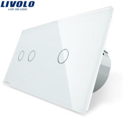 LIVOLO Intrerupator dublu + simplu cu touch Livolo din sticla