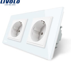 LIVOLO Priza dubla Livolo cu rama din sticla