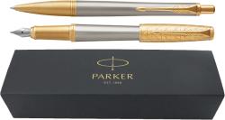 Parker Set pix+stilou Parker Urban Royal Premium argintiu satinat cu accesorii aurii (PAR-SETPSURBRP4)