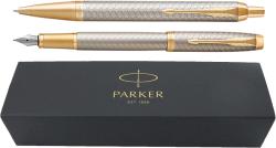 Parker Set pix+stilou Parker IM Royal Premium argintiu cu accesorii aurii (PAR-SETPSIMRP3)