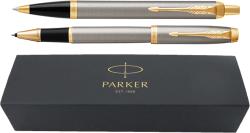 Parker Set pix+roller Parker IM Royal argintiu satinat cu accesorii aurii (PAR-SETPRIMR5)
