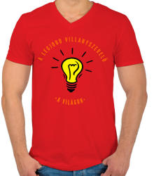 printfashion legjobb villanyszerelő - Férfi V-nyakú póló - Piros (1318324)