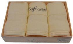 SOFT COTTON DELUXE kis törölközős ajándékcsomag, 3 db Krém szín / Cream