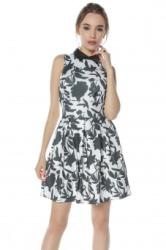 RohBoutique Rochie scurta, allb cu negru, ROH - CLD1135