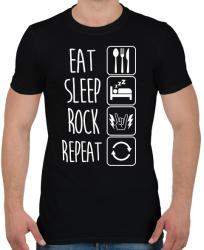 printfashion Eat Sleep Rock Repeat - Férfi póló - Fekete (1324148)