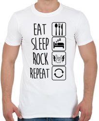 printfashion Eat Sleep Rock Repeat 2 - Férfi póló - Fehér (1324334)