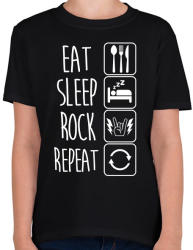 printfashion Eat Sleep Rock Repeat - Gyerek póló - Fekete (1324235)