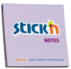 STICKN Notes autoadeziv 76 x 76 mm, 100 file, Stickn - lila pastel (HO-21403)