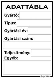  Adattábla munkagépek nehézgépek számára kitölthető részekkel tábla matrica