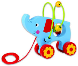 Tooky Toy Húzható fajáték golyóvezetővel - Elefánt