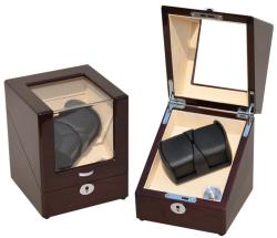 Edelwolle Lakkozott Mahagóni Színű Fa óraforgató 2 órának - orabox - 63 900 Ft