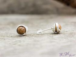 R. M. ékszer Tájképjáspis beszúrós drót fülbevaló 6mm (3511-PK)