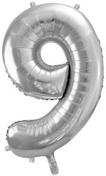 PartyDeco S. r. o 9. szám, fólia lufi, 86 cm, ezüst, tasakban