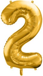 PartyDeco S. r. o 2. szám, fólia lufi, 86 cm, arany, tasakban