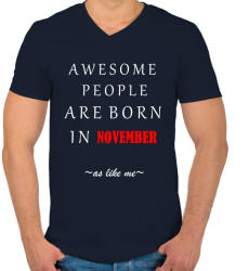 printfashion A legkúlabb emberek novemberben születnek - úgy mint én - Férfi V-nyakú póló - Sötétkék (1392769)