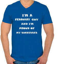 printfashion Februári vagyok és büszke vagyok a sikereimre - Férfi V-nyakú póló - Királykék (1376795)
