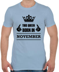 printfashion Ez a királynő novemberben született - Férfi póló - Világoskék (1392569)