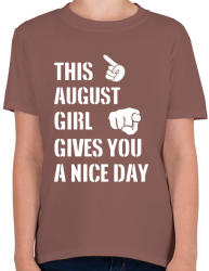 printfashion Ez a augusztusi csaj szép napot kíván neked - Gyerek póló - Mogyoróbarna (1406985)