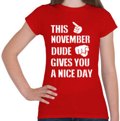printfashion Ez a novemberi csávó szép napot kíván neked - Női póló - Piros (1390708)