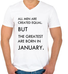 printfashion Minden ember egyenlő, de a legjobbak akik januárban születtek - Férfi V-nyakú póló - Fehér (1368548)