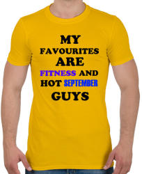 printfashion A kedvenceim a fitnessz és a jó szeptemberi születésű pasik - Férfi póló - Sárga (1409570)