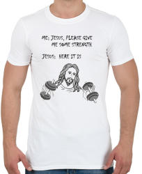 printfashion Jézus, kérlek adj nekem erőt - Férfi póló - Fehér (1340537)