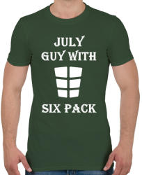 printfashion Júliusban született kockás hasú - Férfi póló - Katonazöld (1419413)