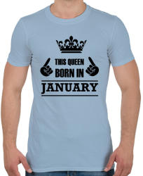 printfashion Ez a királynő januárban született - Férfi póló - Világoskék (1368619)