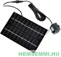 SolarTech Szökőkút napelemmel szivattyú 200 l/h 60 cm max magasság napelem 6V 2W kerti tó levegőztető levegőztetés vízforgató halastó (NAPELEMES_SZOKOKUT_220L_9V)