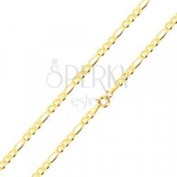 Ekszer Eshop 14K sárga arany nyaklánc - Figaro motívum, ovális láncszemek 450 mm