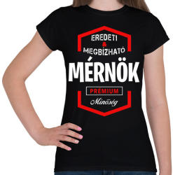 printfashion Mérnök prémium minőség - Női póló - Fekete (1454008)