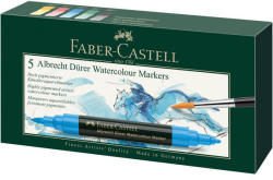 Faber Markere 2 capete acuarela FABER-CASTELL Albrecht Durer Watercolour, 5 culori/cutie, FC160305