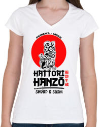 printfashion Hattori Hanzo - Női V-nyakú póló - Fehér (1461345)