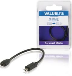 Valueline Cablu adaptor MHL mama - MHL SIII tata micro USB 11 pini 0.2m negru VALUELINE (VLMB60900B02)