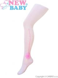 NEW BABY Gyerek pamut jacquard harisnyanadrág New Baby fehér virág - pindurka