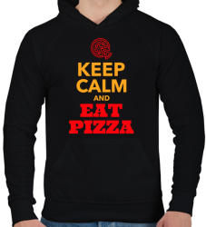 printfashion Egyél pizzát - Férfi kapucnis pulóver - Fekete (1473529)