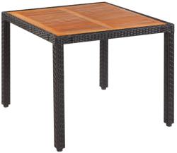 vidaXL Polyrattan asztal akácfa asztallappal 90x90x75 (42587)