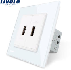 LIVOLO Priza dubla USB Livolo cu rama din sticla