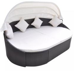 vidaXL Polyrattan napozóágy baldachinnal barna (41831)