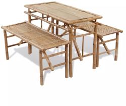 vidaXL 3 részes bambusz összecsukható asztal padokkal 41502