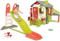 Smoby Set tobogan de apă Toboggan XL Smoby cu apă cu lungime de 2, 3 m și căsuță Neo Jura Lodge cu parte extensibilă (SM310261-14)