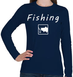 printfashion Horgászat - Női hosszú ujjú póló - Sötétkék (1485085)
