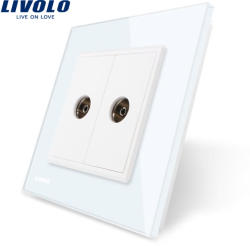 LIVOLO Priza dubla TV Livolo cu rama din sticla