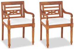 vidaXL Batavia tömör tíkfa szék párnával, 2db (43056)