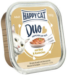 Happy Cat Duo bucăți în pateu - Vită și iepure 24 x 100 g