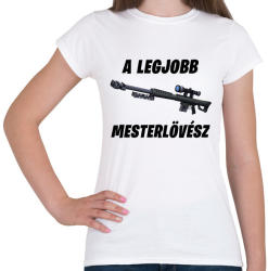 printfashion A legjobb mesterlövész - Fortnite (Fekete) - Női póló - Fehér (1511618)