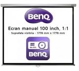 BenQ 5J. BQM11.100-Ecran de proiectie montabil pe perete BenQ Manual, 1: 1, 100 inch, 177.8 x 177x8 cm (5J.BQM11.100)