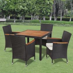 vidaXL Polyrattan étkezőgarnitúra 1 fa asztallapos asztallal és 4 székkel 41307